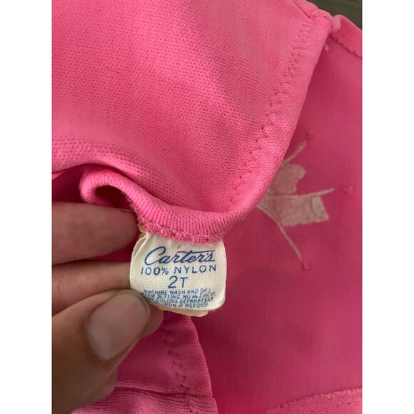 Vintage Carter's Girls 2t Swimsuit One Piece Pink Halter - Picture 4 of 5